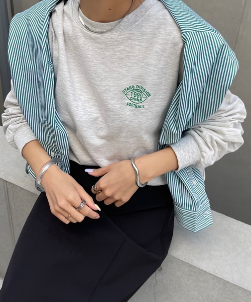 ワンポイント刺繍ビッグロングTシャツ