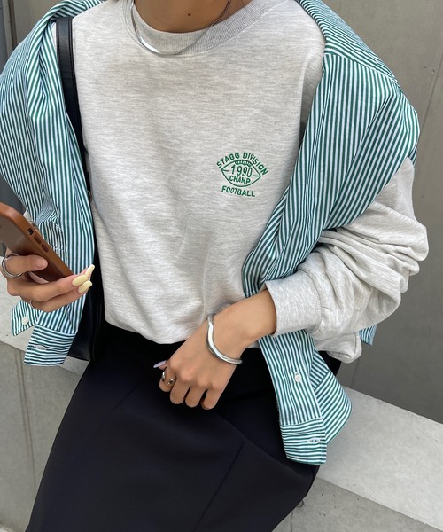 ワンポイント刺繍ビッグロングTシャツ