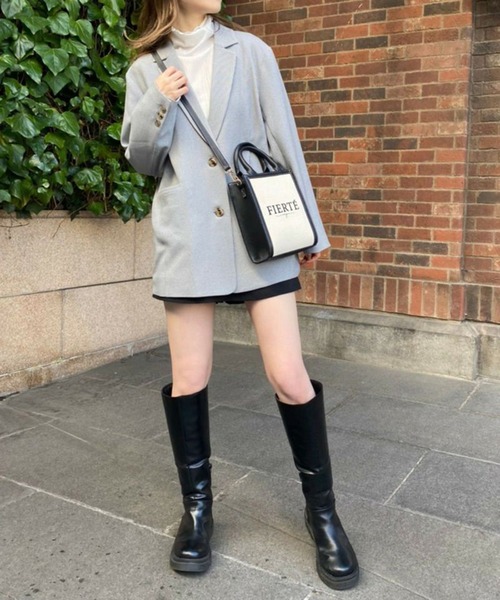 one after another NICE CLAUP（ワンアフターアナザーナイスクラップ）の「キャンバスロゴミニバッグ（ショルダーバッグ・レディース・ブラック/キャメル・FREE）」の10枚目の写真