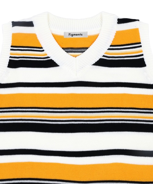 Figments(フィグメンツ)の「マルチボーダーニットベスト(ベスト・レディース・イエロー/ブルー・FREE)」の7枚目の写真