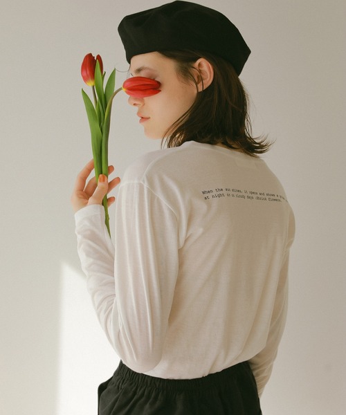EFOLE(エフォル)の「T/Cソフト天竺 ロゴプリント ロングTシャツ(Tシャツ/カットソー・レディース・ミント/ブラック/ホワイト・FREE)」の2枚目の写真