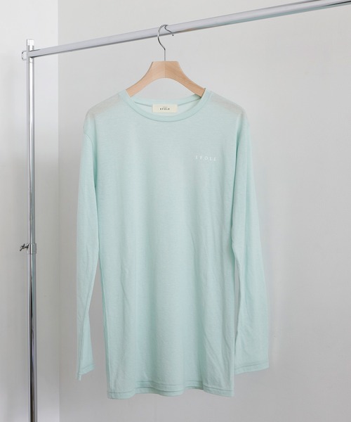EFOLE(エフォル)の「T/Cソフト天竺 ロゴプリント ロングTシャツ(Tシャツ/カットソー・レディース・ミント/ブラック/ホワイト・FREE)」の3枚目の写真