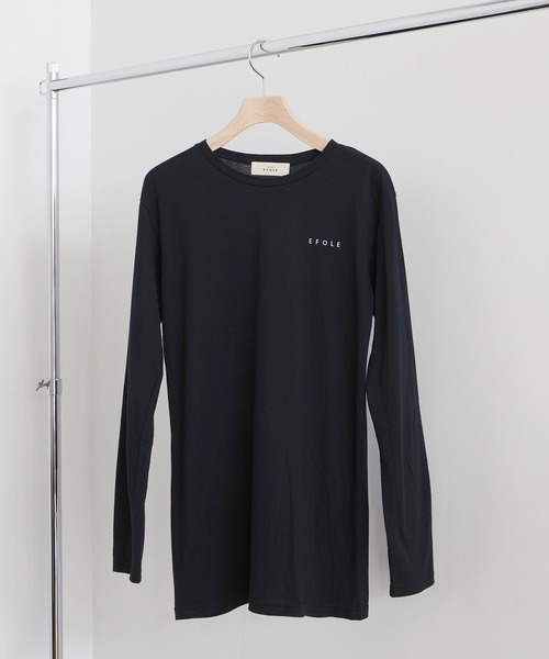 EFOLE(エフォル)の「T/Cソフト天竺 ロゴプリント ロングTシャツ(Tシャツ/カットソー・レディース・ミント/ブラック/ホワイト・FREE)」の1枚目の写真