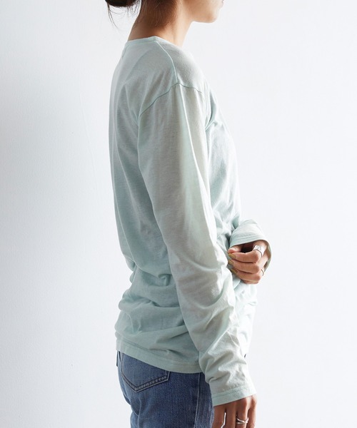 EFOLE(エフォル)の「T/Cソフト天竺 ロゴプリント ロングTシャツ(Tシャツ/カットソー・レディース・ミント/ブラック/ホワイト・FREE)」の5枚目の写真