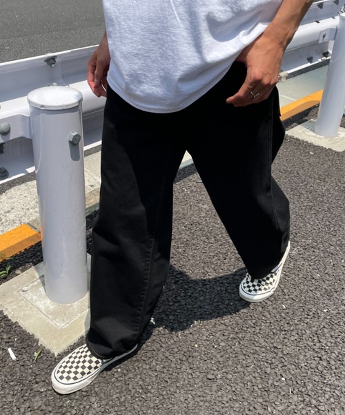 セール】すとんと落ちるきれいなシルエット!5ポケットワイドデニム セール】すとんと落ちるきれいなシルエット!5ポケットワイドデニム