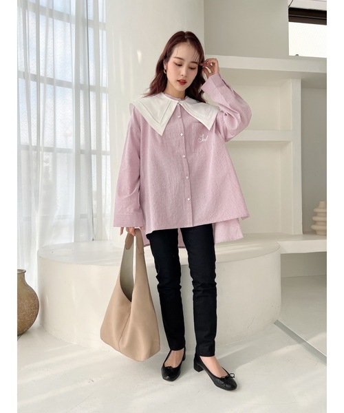 JUMELLE（ジュメロ）の「２ＷＡＹビッグシャツ（シャツ/ブラウス・レディース・ピンク/ブルー・FREE）」の8枚目の写真