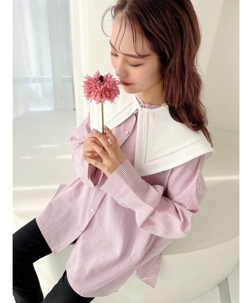 JUMELLE（ジュメロ）の「２ＷＡＹビッグシャツ（シャツ/ブラウス・レディース・ピンク/ブルー・FREE）」の9枚目の写真