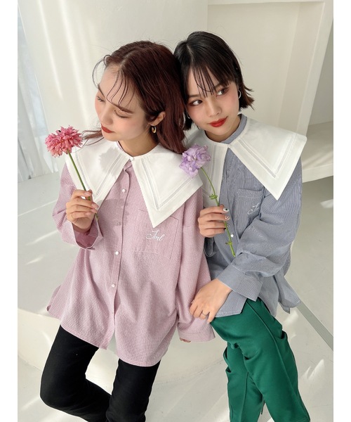 JUMELLE（ジュメロ）の「２ＷＡＹビッグシャツ（シャツ/ブラウス・レディース・ピンク/ブルー・FREE）」の10枚目の写真