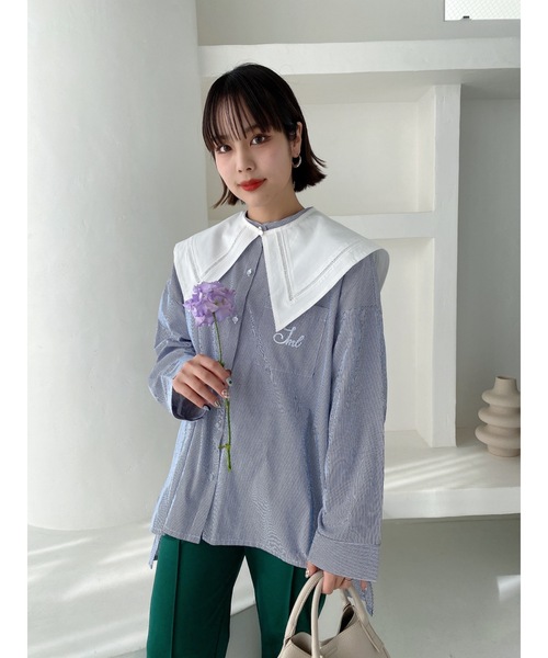 JUMELLE（ジュメロ）の「２ＷＡＹビッグシャツ（シャツ/ブラウス・レディース・ピンク/ブルー・FREE）」の3枚目の写真