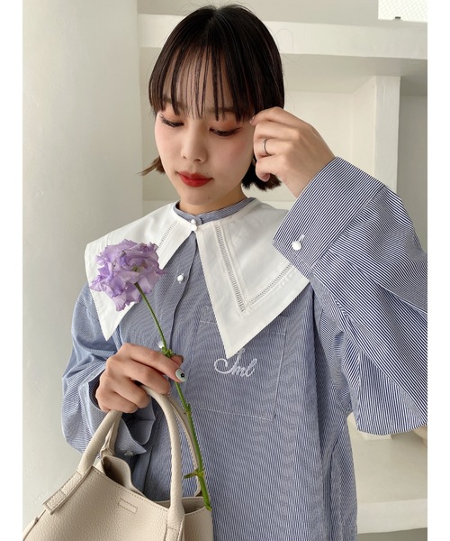 JUMELLE（ジュメロ）の「２ＷＡＹビッグシャツ（シャツ/ブラウス・レディース・ピンク/ブルー・FREE）」の4枚目の写真