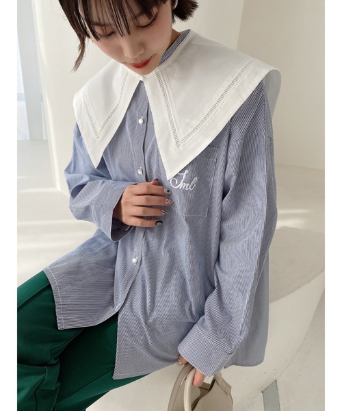 JUMELLE（ジュメロ）の「２ＷＡＹビッグシャツ（シャツ/ブラウス・レディース・ピンク/ブルー・FREE）」の11枚目の写真