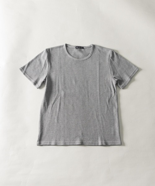 SKKONE（スコーネ）の「T/C ワッフル クルーネック 半袖サーマルTシャツ（Tシャツ/カットソー・メンズ・杢グレー/ホワイト/ブラック/カーキ・L/LL/M）」の4枚目の写真