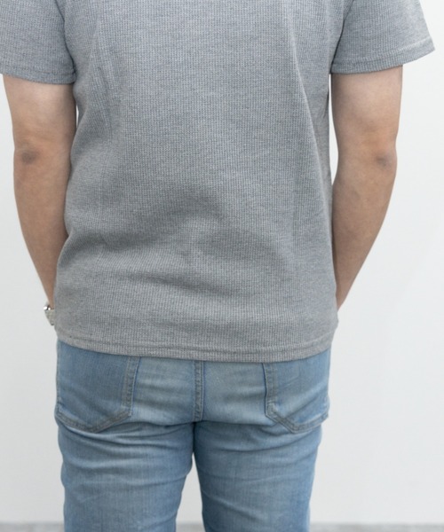 SKKONE（スコーネ）の「T/C ワッフル クルーネック 半袖サーマルTシャツ（Tシャツ/カットソー・メンズ・杢グレー/ホワイト/ブラック/カーキ・L/LL/M）」の10枚目の写真