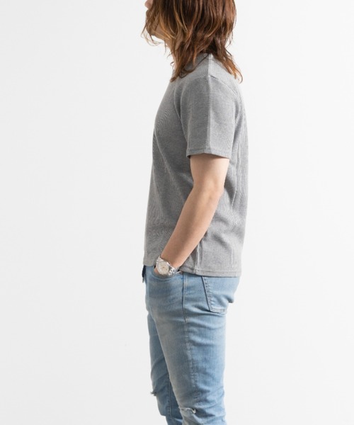 SKKONE（スコーネ）の「T/C ワッフル クルーネック 半袖サーマルTシャツ（Tシャツ/カットソー・メンズ・杢グレー/ホワイト/ブラック/カーキ・L/LL/M）」の7枚目の写真