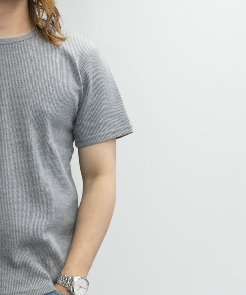 SKKONE（スコーネ）の「T/C ワッフル クルーネック 半袖サーマルTシャツ（Tシャツ/カットソー・メンズ・杢グレー/ホワイト/ブラック/カーキ・L/LL/M）」の11枚目の写真