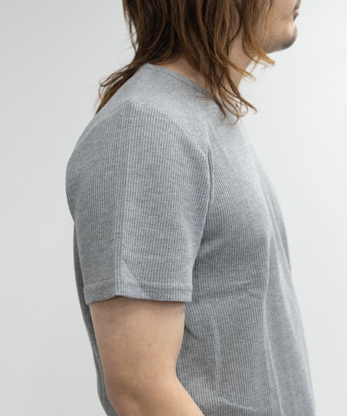 SKKONE（スコーネ）の「T/C ワッフル クルーネック 半袖サーマルTシャツ（Tシャツ/カットソー・メンズ・杢グレー/ホワイト/ブラック/カーキ・L/LL/M）」の12枚目の写真