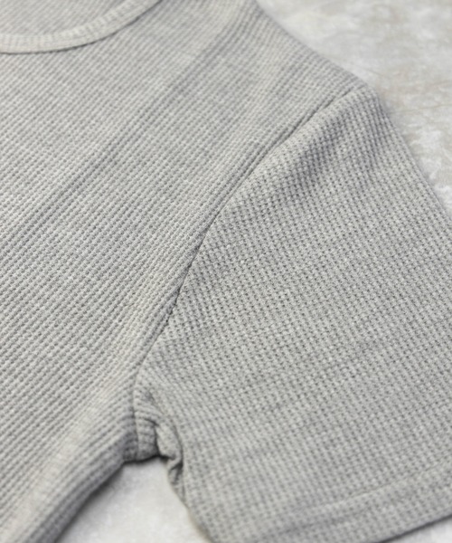 SKKONE（スコーネ）の「T/C ワッフル クルーネック 半袖サーマルTシャツ（Tシャツ/カットソー・メンズ・杢グレー/ホワイト/ブラック/カーキ・L/LL/M）」の16枚目の写真