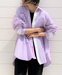 Q | ストライプバイカラーシャツ(シャツ/ブラウス)