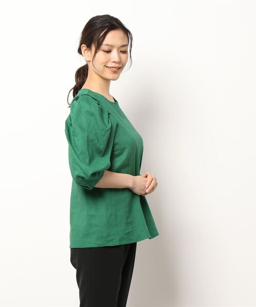 PICCIN（ピッチン）の「タックスリーブブラウス（シャツ/ブラウス・レディース・イエロー/グリーン/オフホワイト・M）」の4枚目の写真