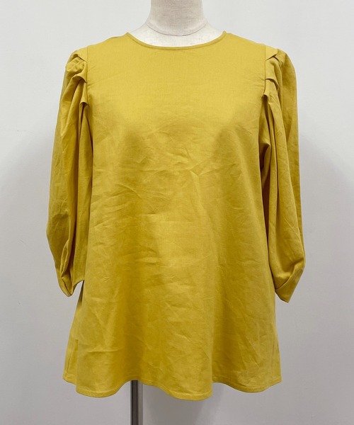 PICCIN（ピッチン）の「タックスリーブブラウス（シャツ/ブラウス・レディース・イエロー/グリーン/オフホワイト・M）」の7枚目の写真