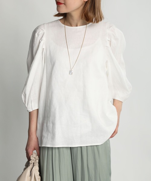 PICCIN（ピッチン）の「タックスリーブブラウス（シャツ/ブラウス・レディース・イエロー/グリーン/オフホワイト・M）」の18枚目の写真