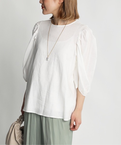 PICCIN（ピッチン）の「タックスリーブブラウス（シャツ/ブラウス・レディース・イエロー/グリーン/オフホワイト・M）」の21枚目の写真