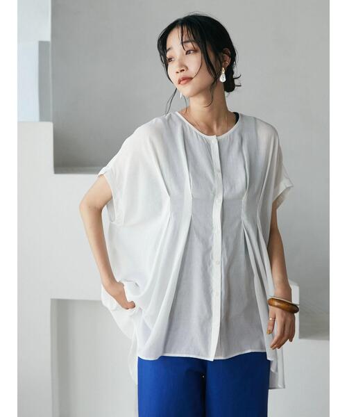 CRAFT STANDARD BOUTIQUE(クラフトスタンダードブティック)の「ヴィンテージボイルタックドレーブチュニック *◆(シャツ/ブラウス・レディース・グリーン/ベージュ/オフホワイト/ブラック・FREE)」の7枚目の写真