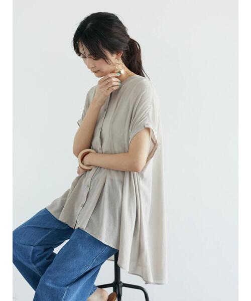 CRAFT STANDARD BOUTIQUE(クラフトスタンダードブティック)の「ヴィンテージボイルタックドレーブチュニック *◆(シャツ/ブラウス・レディース・グリーン/ベージュ/オフホワイト/ブラック・FREE)」の14枚目の写真