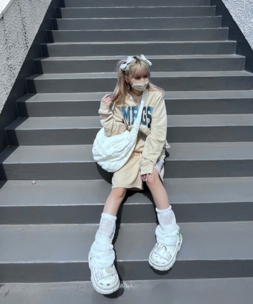 XU(エックスユー)の「【XU/エックスユー】lace leg warmer/レースレッグウォーマー(レッグウォーマー・レディース・ブラック/アイボリー・ONE SIZE)」の5枚目の写真