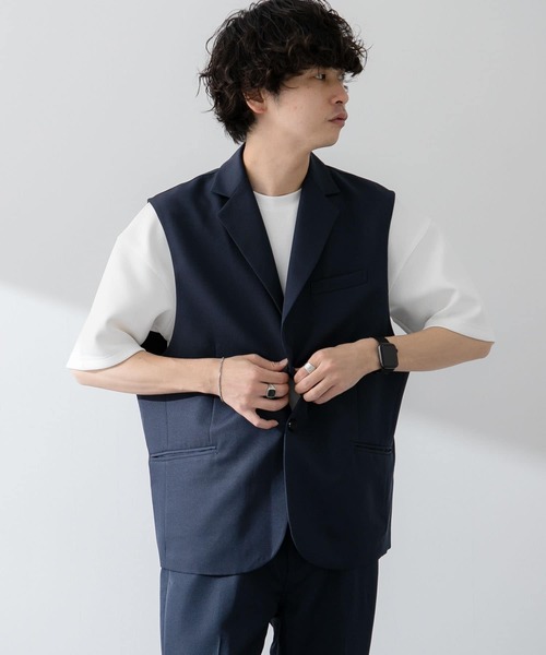 SENSE OF PLACE by URBAN RESEARCH（センスオブプレイスバイアーバンリサーチ）の「『わたべ×SOP』『WEB/一部店舗限定』テーラードベスト（ベスト・メンズ・ブラック/ネイビー・MEDIUM/LARGE）」の4枚目の写真