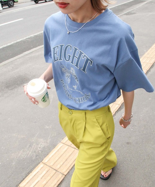 Chillfar（チルファー）の「ヴィンテージイラストTシャツ/コットン100％（Tシャツ/カットソー・レディース・ホワイト/パープル/ブルー/グリーン/オートミール/チャコール/ホワイト系/グレー系/アイボリー系/グリーン系/ブルー系/パープル系・FREE）」の10枚目の写真