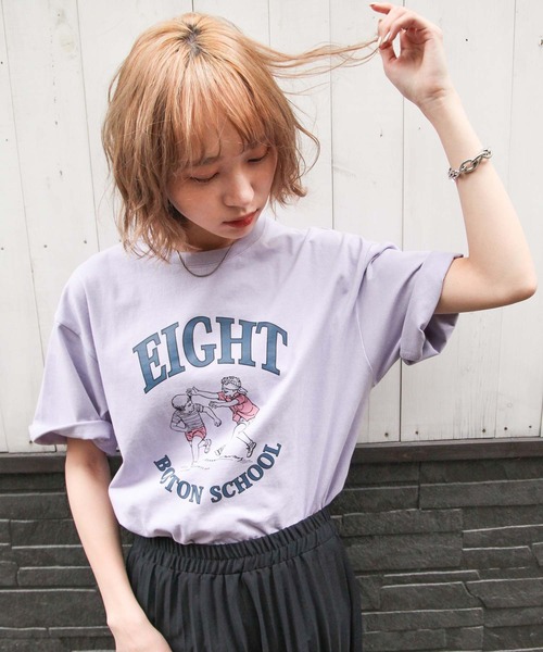 Chillfar（チルファー）の「ヴィンテージイラストTシャツ/コットン100％（Tシャツ/カットソー・レディース・ホワイト/パープル/ブルー/グリーン/オートミール/チャコール/ホワイト系/グレー系/アイボリー系/グリーン系/ブルー系/パープル系・FREE）」の12枚目の写真