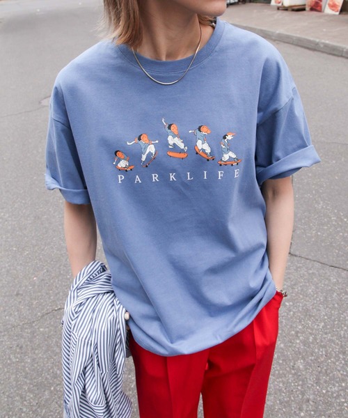 Chillfar（チルファー）の「ヴィンテージイラストTシャツ/コットン100％（Tシャツ/カットソー・レディース・ホワイト/パープル/ブルー/グリーン/オートミール/チャコール/ホワイト系/グレー系/アイボリー系/グリーン系/ブルー系/パープル系・FREE）」の9枚目の写真