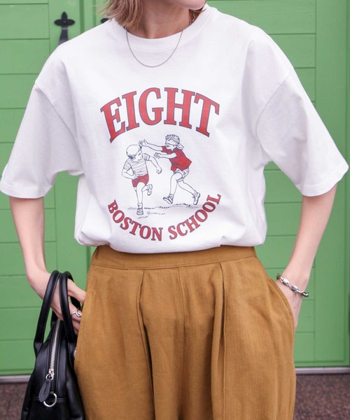 Chillfar（チルファー）の「ヴィンテージイラストTシャツ/コットン100％（Tシャツ/カットソー・レディース・ホワイト/パープル/ブルー/グリーン/オートミール/チャコール/ホワイト系/グレー系/アイボリー系/グリーン系/ブルー系/パープル系・FREE）」の19枚目の写真