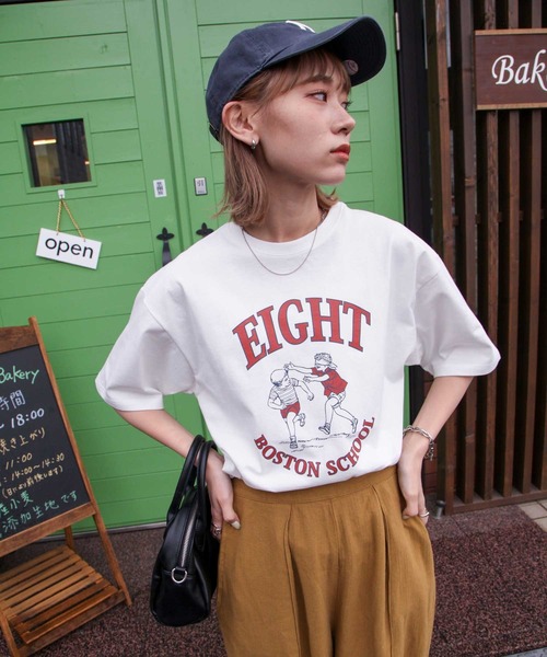 Chillfar（チルファー）の「ヴィンテージイラストTシャツ/コットン100％（Tシャツ/カットソー・レディース・ホワイト/パープル/ブルー/グリーン/オートミール/チャコール/ホワイト系/グレー系/アイボリー系/グリーン系/ブルー系/パープル系・FREE）」の20枚目の写真