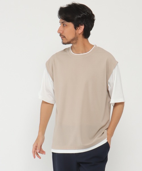 ikka(イッカ)の「マルチファンクションフェイクベストTシャツ(Tシャツ/カットソー・メンズ・グリーン/ベージュ/オリーブ/ネイビー/ピンク・M/S/XL/L)」の14枚目の写真