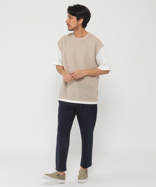 ikka(イッカ)の「マルチファンクションフェイクベストTシャツ(Tシャツ/カットソー・メンズ・グリーン/ベージュ/オリーブ/ネイビー/ピンク・M/S/XL/L)」の8枚目の写真