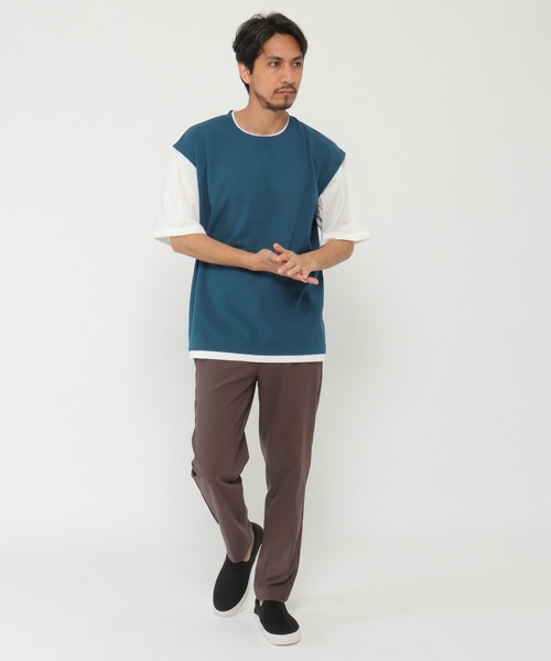 ikka(イッカ)の「マルチファンクションフェイクベストTシャツ(Tシャツ/カットソー・メンズ・グリーン/ベージュ/オリーブ/ネイビー/ピンク・M/S/XL/L)」の10枚目の写真