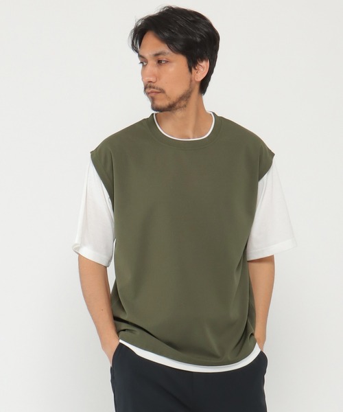 ikka(イッカ)の「マルチファンクションフェイクベストTシャツ(Tシャツ/カットソー・メンズ・グリーン/ベージュ/オリーブ/ネイビー/ピンク・M/S/XL/L)」の13枚目の写真