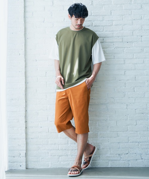 ikka(イッカ)の「マルチファンクションフェイクベストTシャツ(Tシャツ/カットソー・メンズ・グリーン/ベージュ/オリーブ/ネイビー/ピンク・M/S/XL/L)」の6枚目の写真