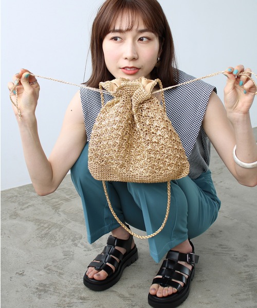 GeeRA（ジーラ）の「柄編みかごショルダーバッグ（ショルダーバッグ・レディース・ブラック/シルバー/ゴールド・FREE）」の8枚目の写真