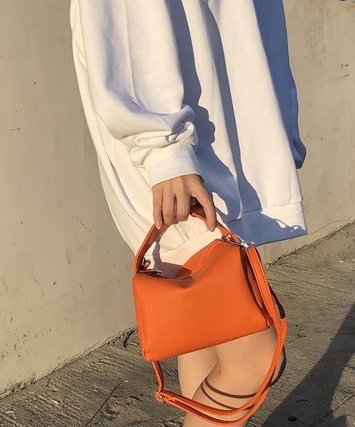 美品☆リムアーク Round square bag ワンハンドルバッグ オレンジ