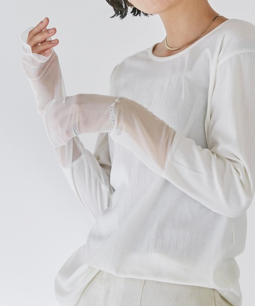 [一部追加予約]シアー切替クルーネックプルオーバー