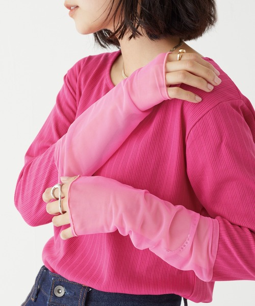 [一部追加予約]シアー切替クルーネックプルオーバー