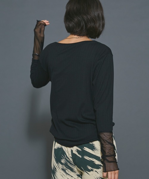 [一部追加予約]シアー切替クルーネックプルオーバー