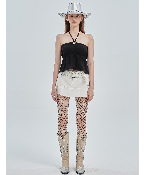 CRANK（クランク）の「A'GEM/9 × .kom『CRANK/クランク』EYELET BELT PLEATS SKIRT/アイレットベルト プリーツ スカート（スカート・メンズ・ブラック/ホワイト・S/M）」の16枚目の写真