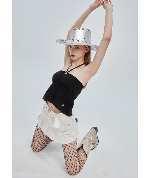 CRANK（クランク）の「A'GEM/9 × .kom『CRANK/クランク』EYELET BELT PLEATS SKIRT/アイレットベルト プリーツ スカート（スカート・メンズ・ブラック/ホワイト・S/M）」の14枚目の写真