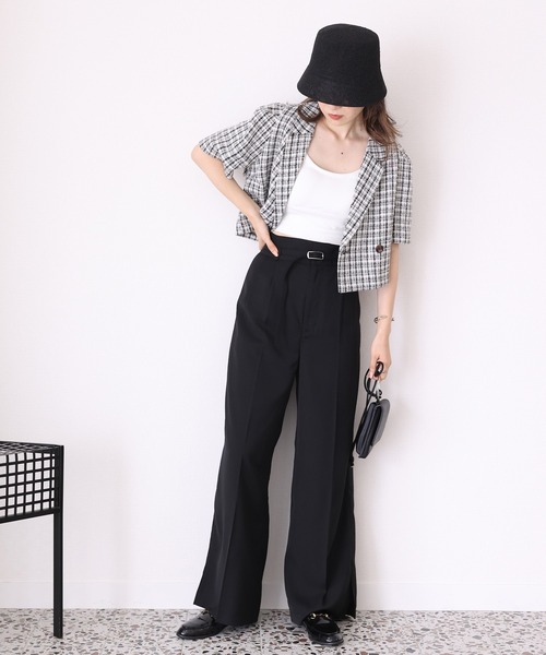 one after another NICE CLAUP(ワンアフターアナザーナイスクラップ)の「【セットアップあり】ショートジャケット(テーラードジャケット・レディース・ブラック/ベージュ/ブラック系その他/イエロー系その他・FREE)」の6枚目の写真