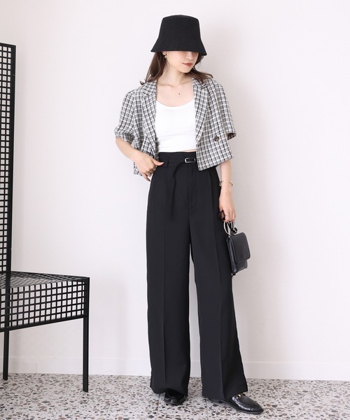 one after another NICE CLAUP(ワンアフターアナザーナイスクラップ)の「【セットアップあり】ショートジャケット(テーラードジャケット・レディース・ブラック/ベージュ/ブラック系その他/イエロー系その他・FREE)」の7枚目の写真