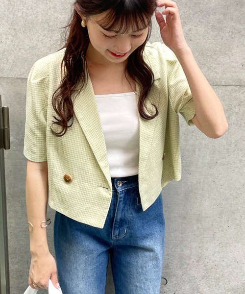 one after another NICE CLAUP(ワンアフターアナザーナイスクラップ)の「【セットアップあり】ショートジャケット(テーラードジャケット・レディース・ブラック/ベージュ/ブラック系その他/イエロー系その他・FREE)」の22枚目の写真